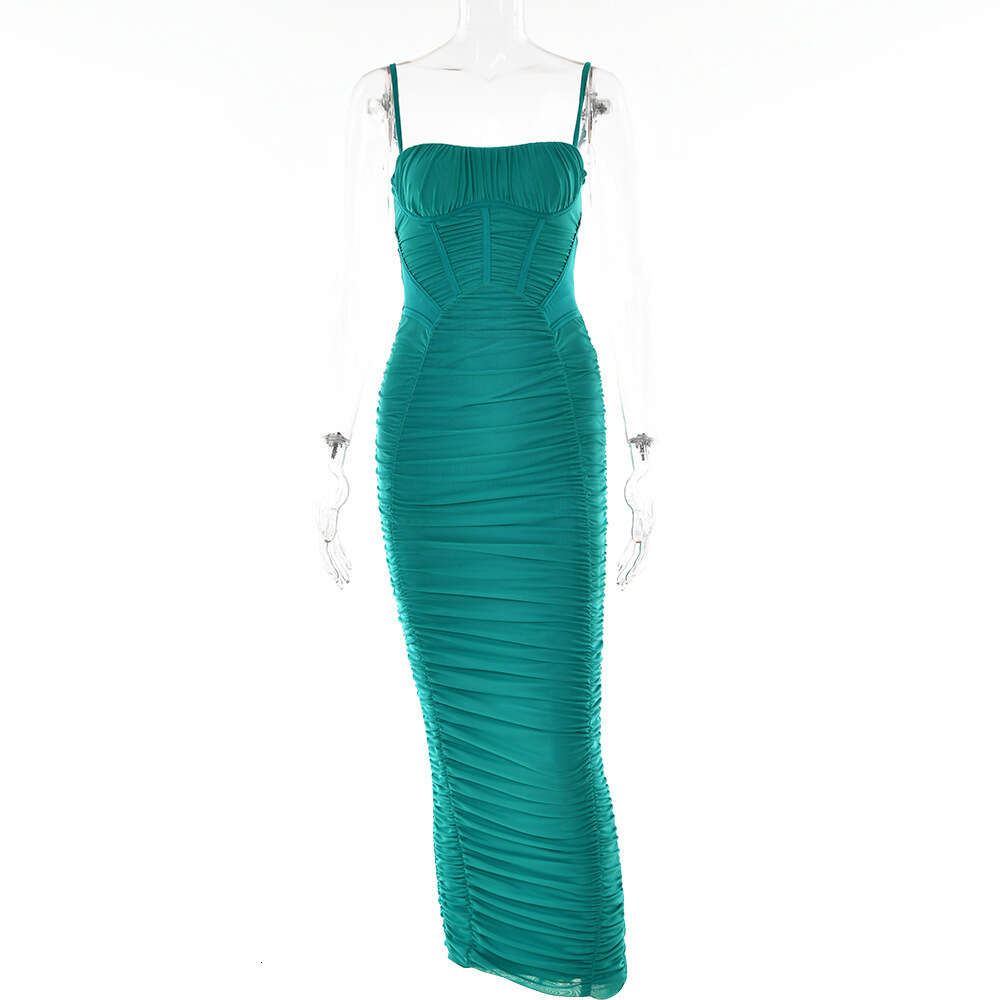 Strap Autumn Women's 2024 Style Sexy Spicy Girl Open Back Tight Temperament Waist Fold Long Dress F5975