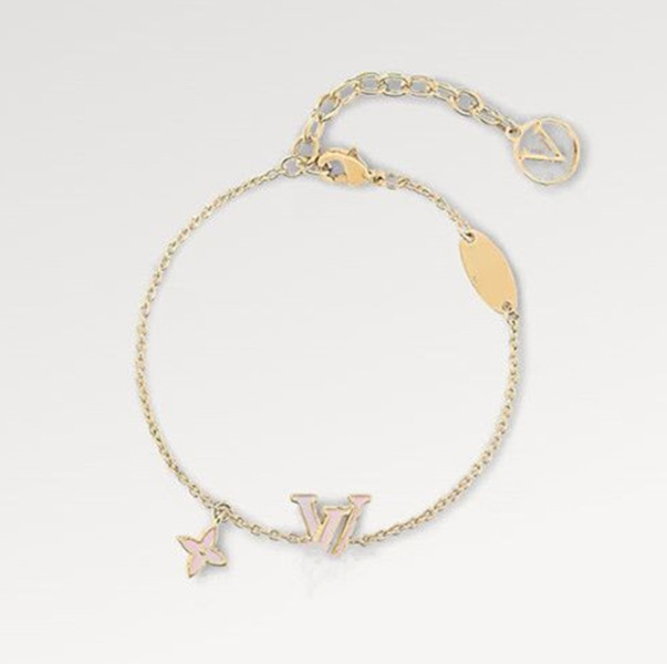 With BOX Fashion Vintage Charm Bracelets Pink Letter Gold Bracelet Designer for Women Christmas Wedding Jewelry wholesale