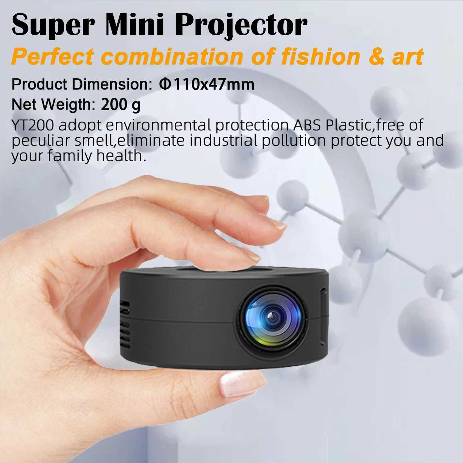 Projectors YT200 Mini Projector Portable Home Theater Laser Intelligent TV Beam LED Video Projector 4k Movie through HD Port Projector Gift J240509