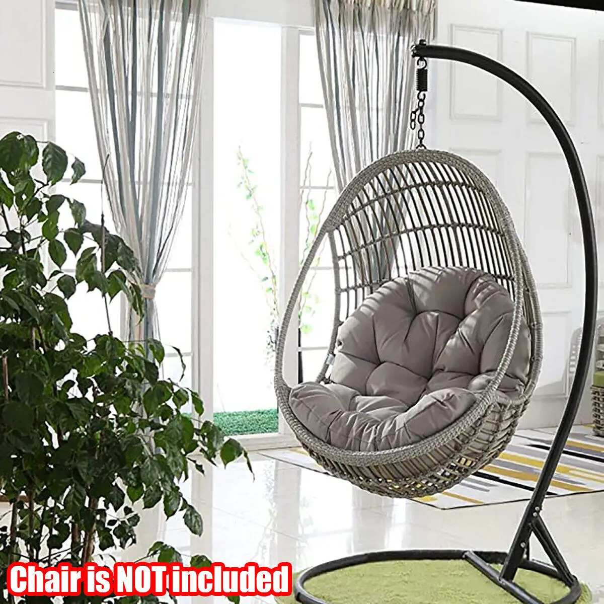 Round Hanging Egg Hammock Chair Swing Seat Cushion Thick Nest Back for Indoor and Outdoor Patio 240508