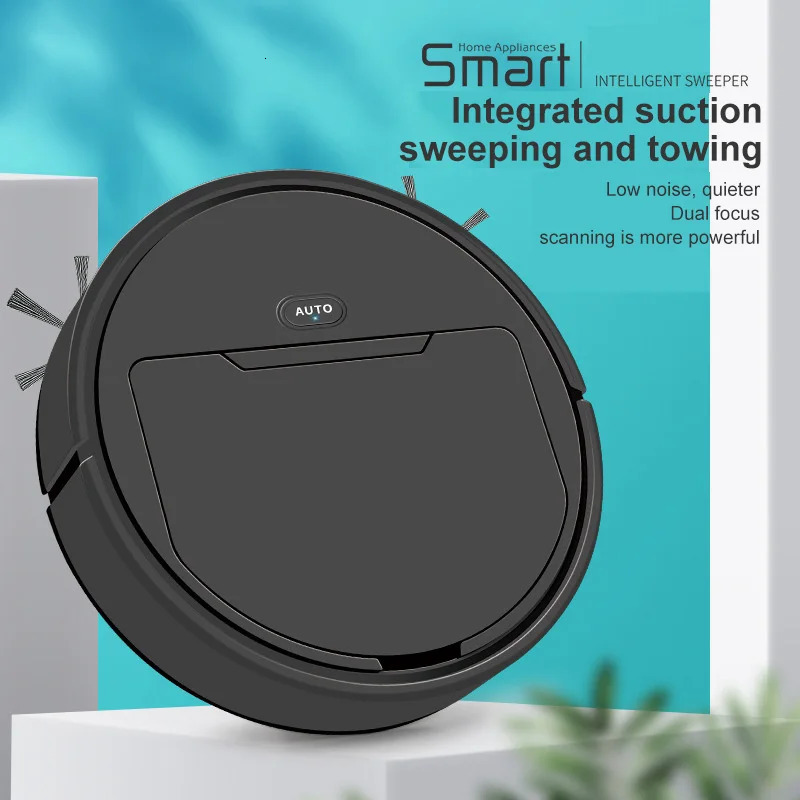 6000PA Smart Robot Vacuum Cleaner USB Charging 3In1Smart Sweeping Spray Sweeper Floor Dry Wet Cleaning 1200mAH 240506