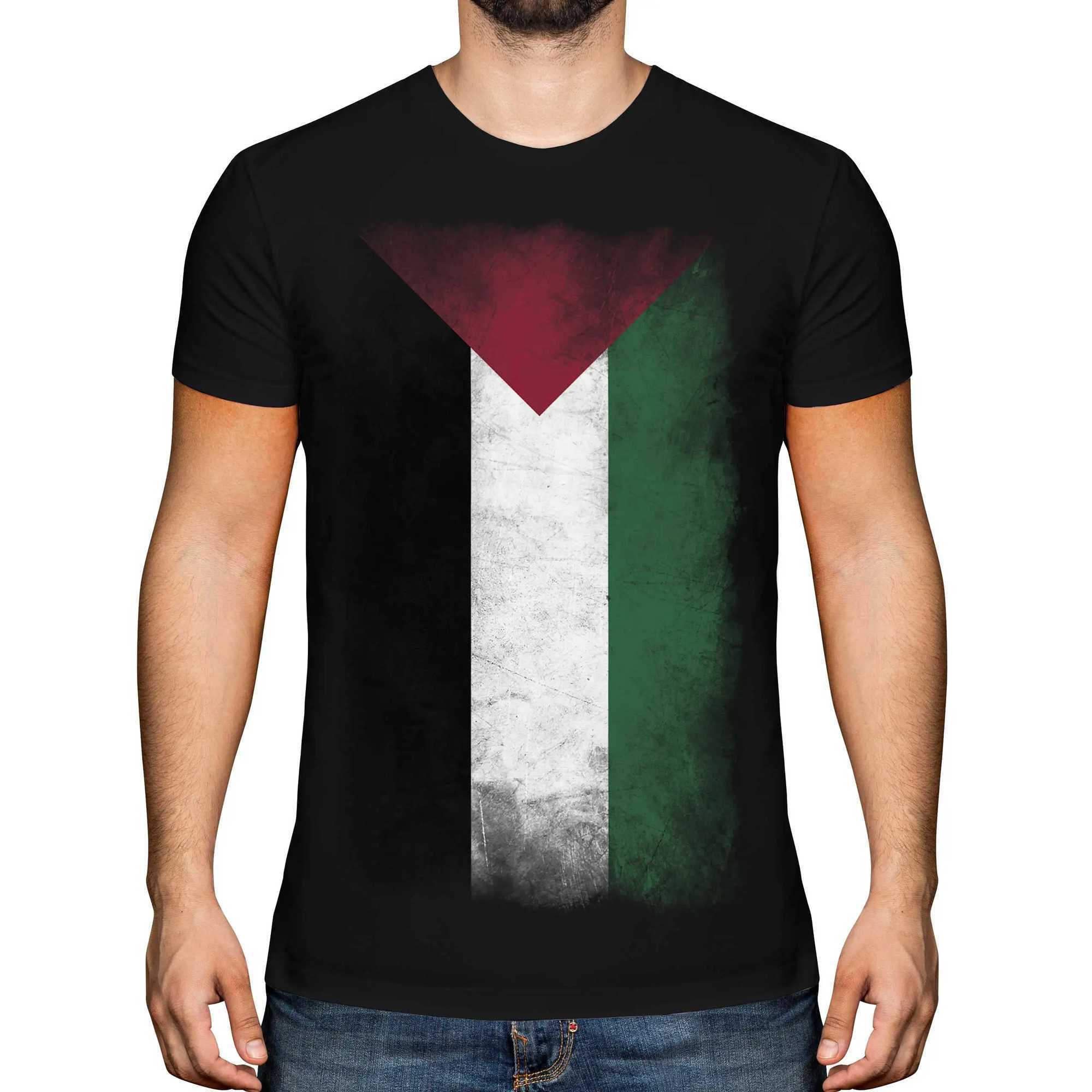 Men's T-Shirts Palestine Faded Flag Mens T-shirt Short Slave Casual Cotton O-Neck T-shirt T240508