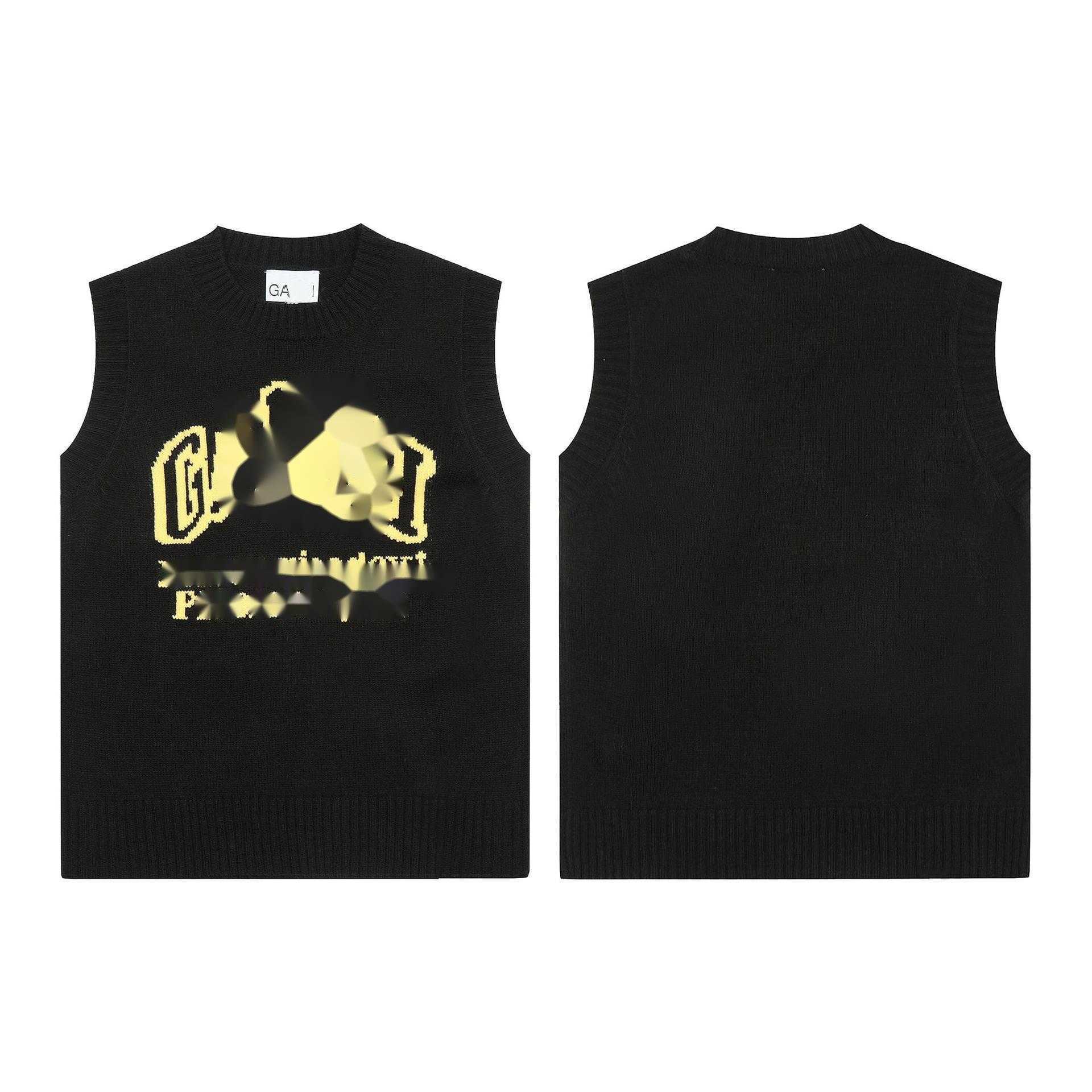 Men's Sweaters Nordic GA23 Autumn/Winter New Black Letter Jacquard Round Neck Wool Blended Knitted Vest for Women J240510