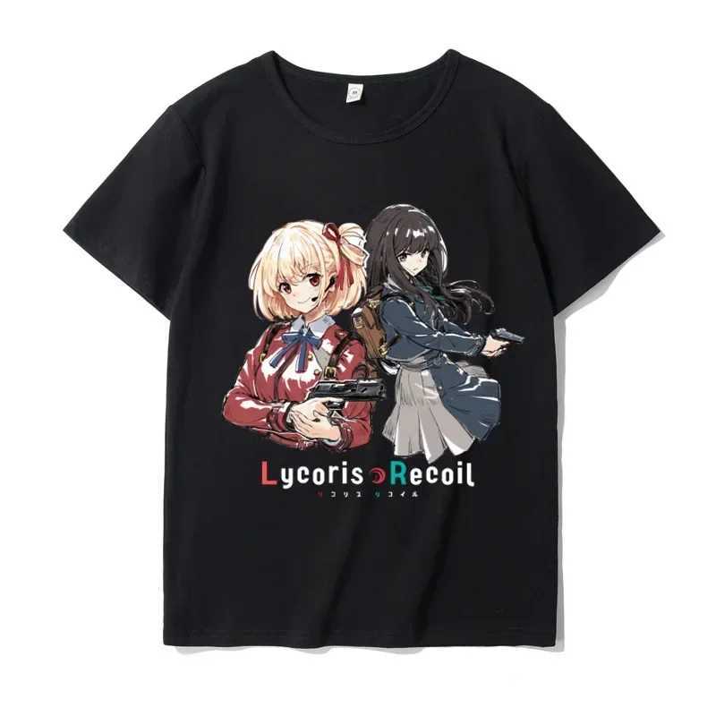 Women's T-Shirt TShirts Japanese Anime Cartoon T-shirt Summer Blouse Clothes Female Y2k Shirts Tops Apparel Kawaii Ts Lycoris Recoil Graphic Y240