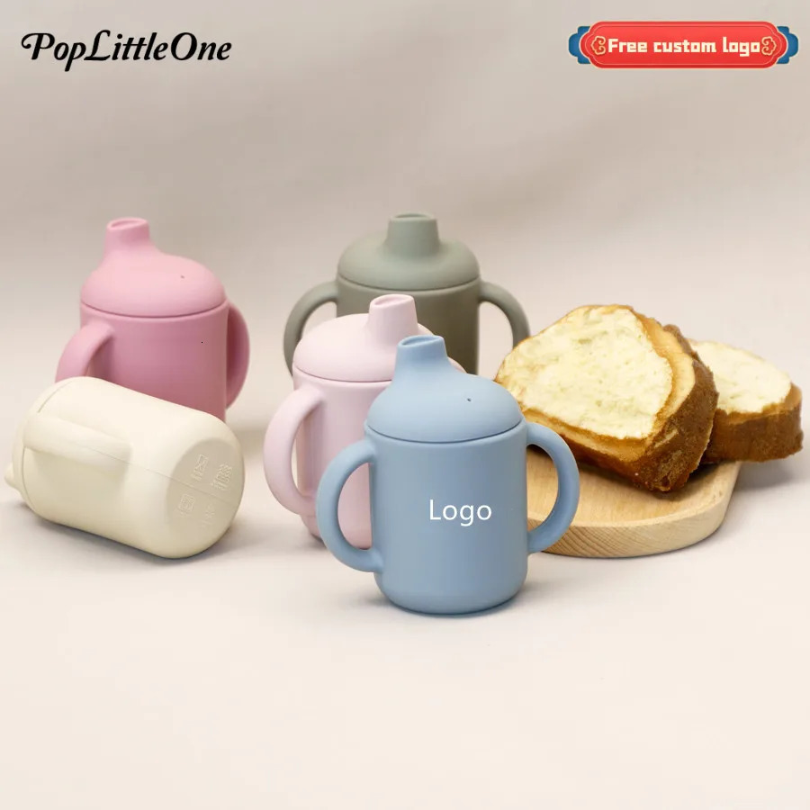 Poplittleone Free Personalized Baby Feeding Cup born Learn Drinking Bottle Mug Kids Training Bottle Cup Baby Accessories 240510