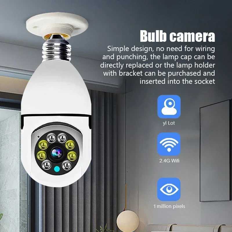 IP Cameras 2.4G 5G WiFi E27 bulb monitoring IP camera night vision wireless home 2MP CCTV security camera 4x digital zoom video Indoo d240510