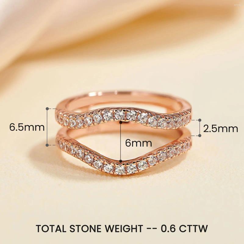 Cluster Rings 925 Sterling Silver Rose Gold Color Ring Enhancers 5A Cubic Zirconia Curved Wedding Band For Women Guard Engagement