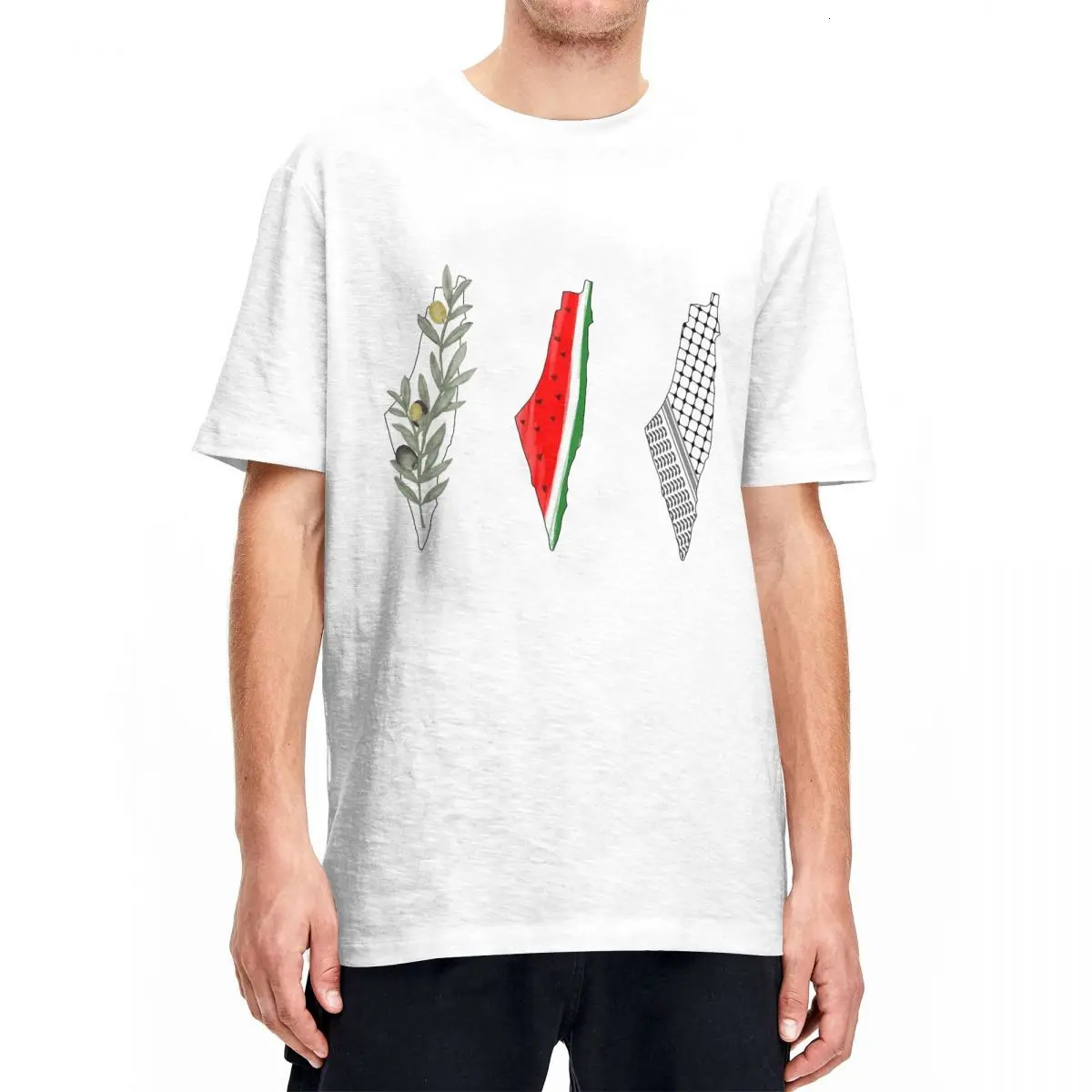 3 Palestine Maps TShirt For Men Women Cotton Clothing Vintage Watermelon Palestinian Round Neck Short Sleeve 240426