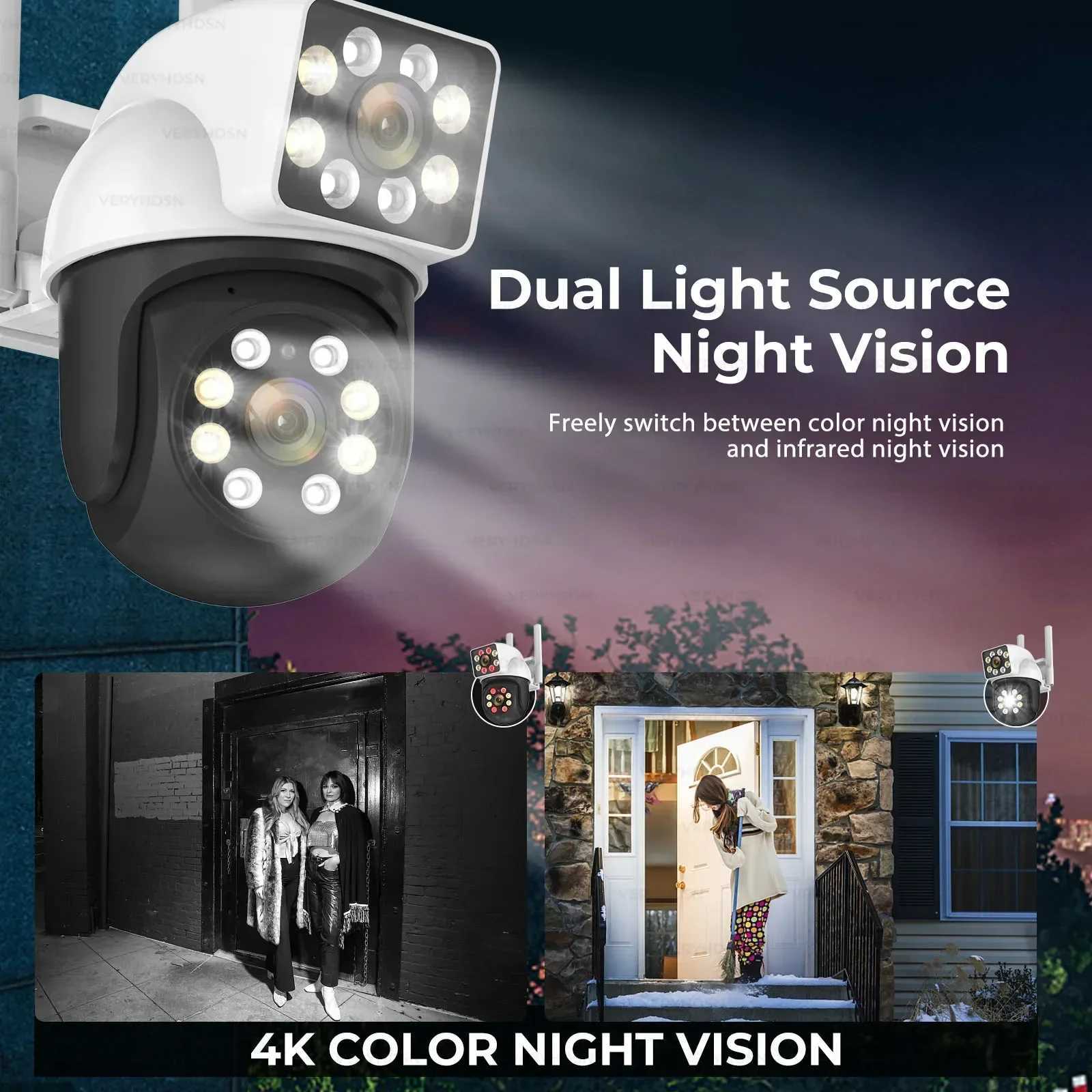 IP Cameras 8MP 5G 4K IP Wifi camera dual lens outdoor 8x zoom monitoring camera CCTV Ai human body detection waterproof full-color night vision d24051