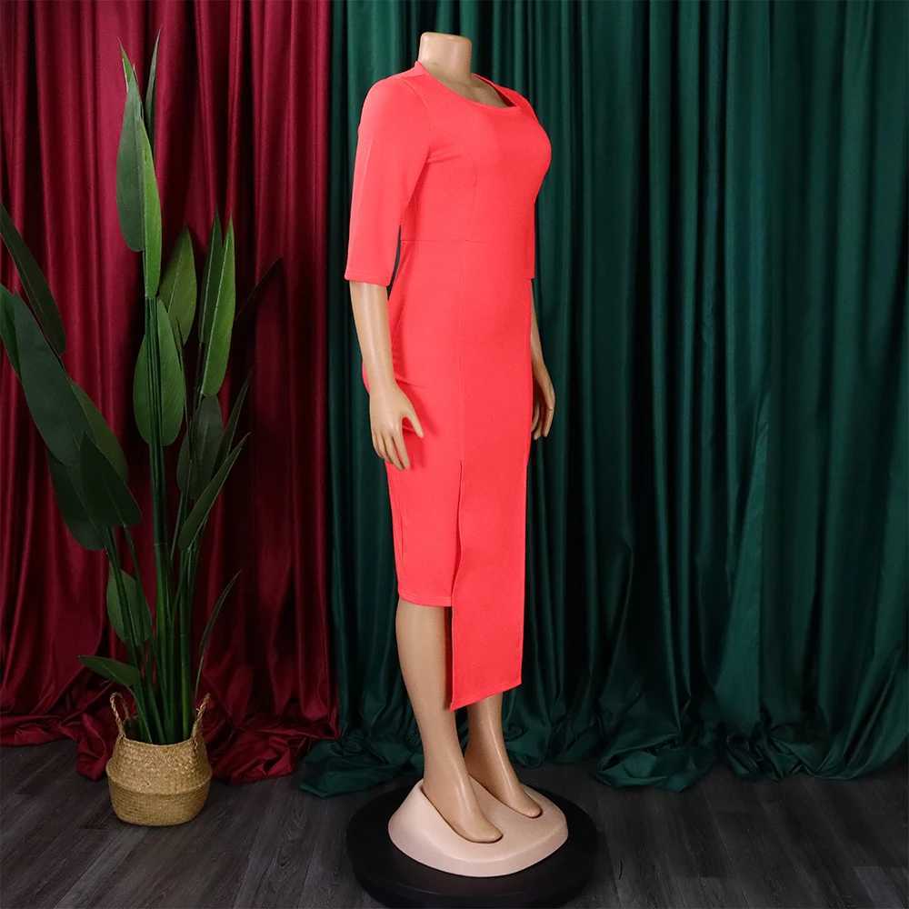 Plus size Dresses New Women Elegant Dress O-neck Half Slve Temperament Dress Kn Length Office Lady Slim Pencil Dress for women Y240510