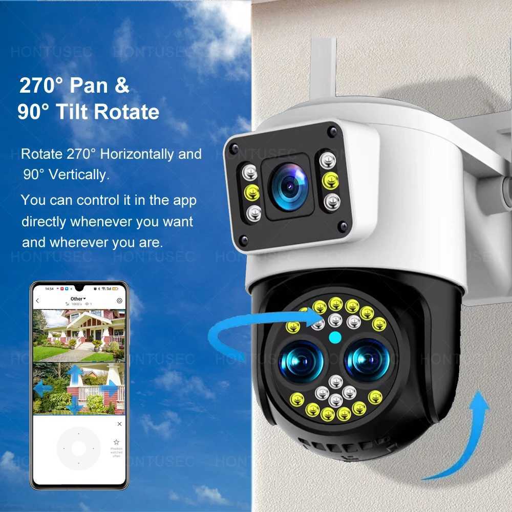 IP Cameras Yoosee 4K 8MP triple lens dual screen 10X zoom wireless camera two-way audio color night vision outdoor waterproof WiFi camera d240510