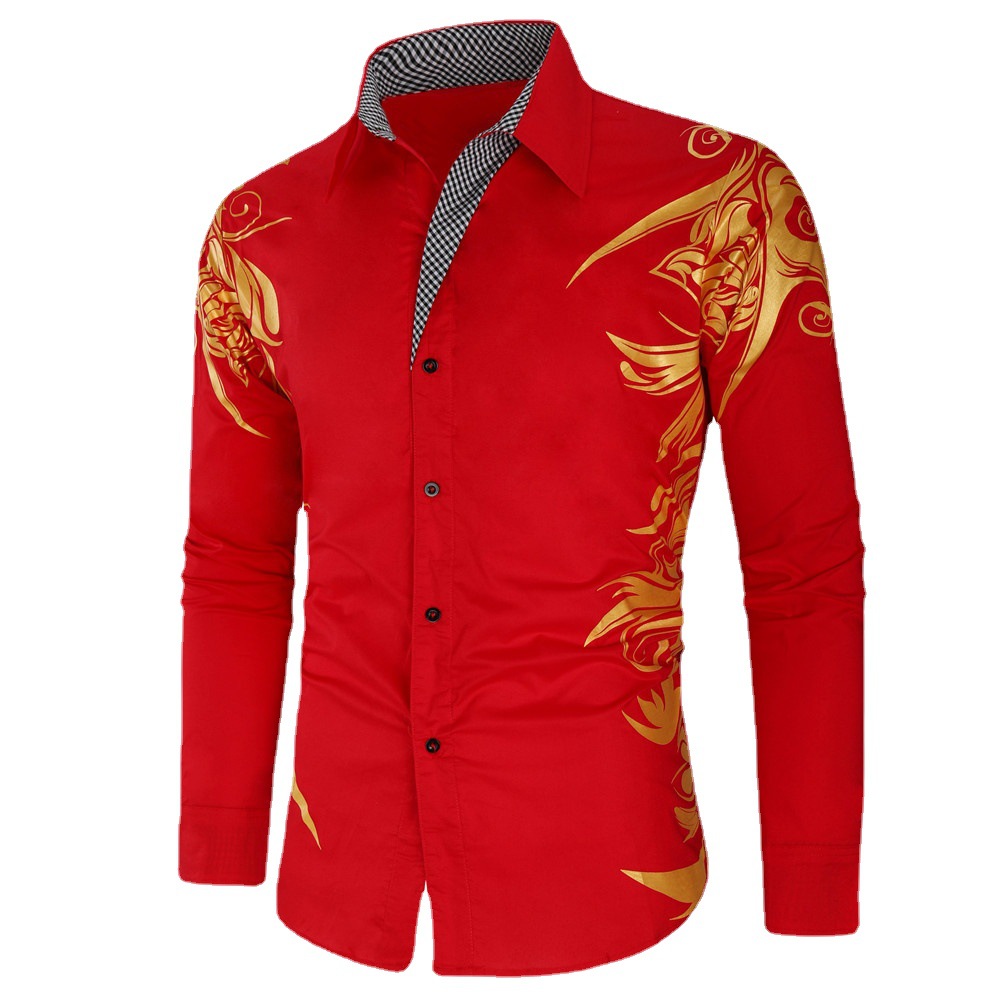New Black And Gold Dress Shirts Baroque Printed White Shirt Men Summer Outfits Camisas Slim Fit Chemise Cheap Clothes
