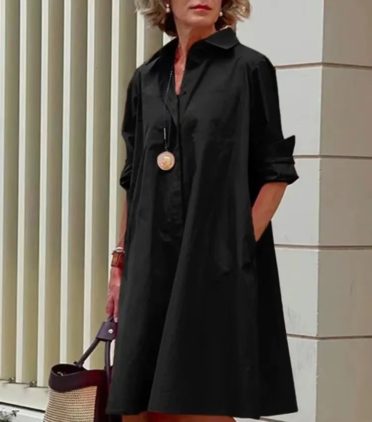 Mcdv Womens Long White Shirt Dress Spring and Autumn Casual Korean Retro Oversized Size Medium Gown Loose Cardigan 240509