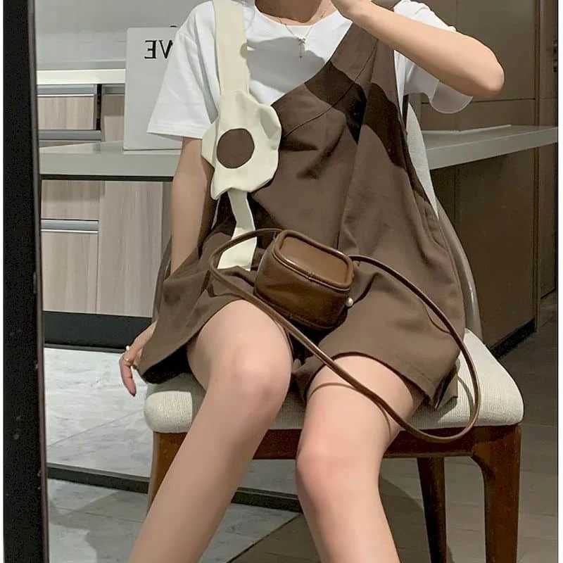 Women's Jumpsuits Rompers Asymmetric Jumpsuits Oversized Summer Pants Casual Wide Leg Shorts Loose Korean Style Bodysuits One Piece Outfits Women