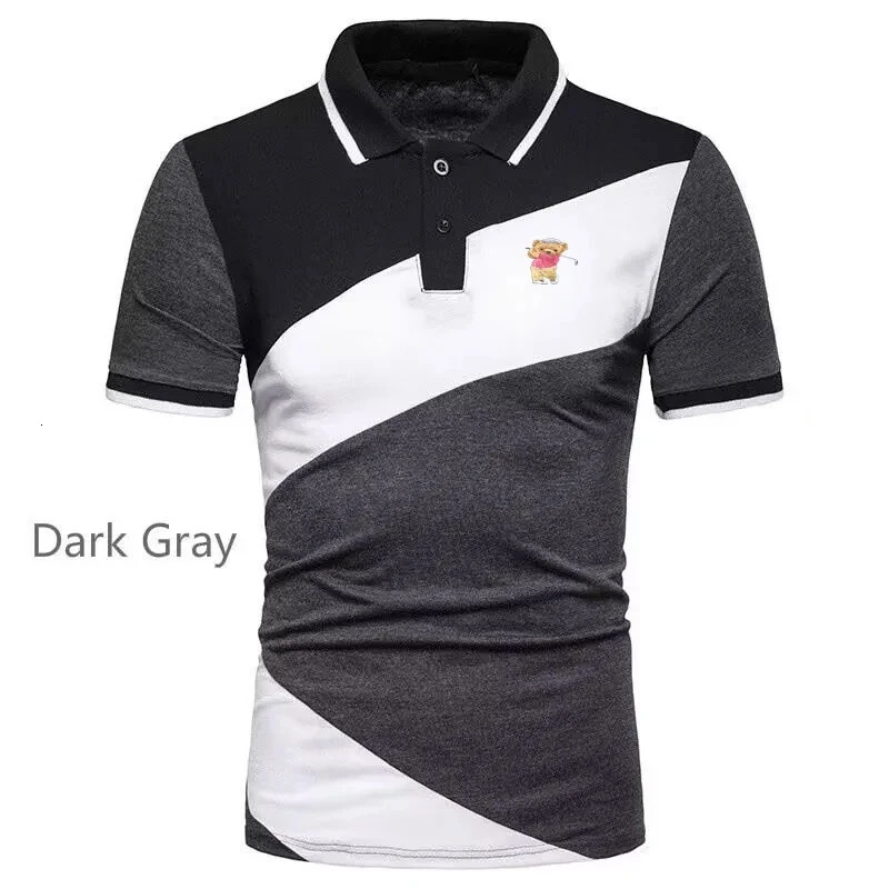 2024 Golf Summer Patchwork Printed Mens Polo Shirt Fashion Casual Business Polo Neck Comfortable Short sleeved T-shirt 240510