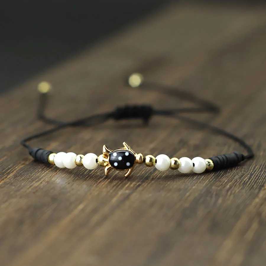 Charm Bracelets Bohemian Marine Animals Turtle Bracelet For Women Handmade Braided Poly Clay Braslet Beach Leisure Pulseira Accessories Joias Y240510