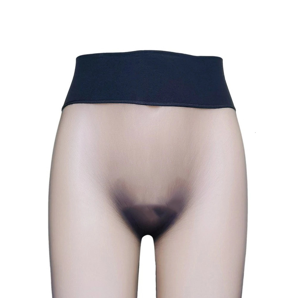 1 piece of summer elastic mens seamless stockings silk high waisted pantyhose sexy solid color mens transparent leggings 240425