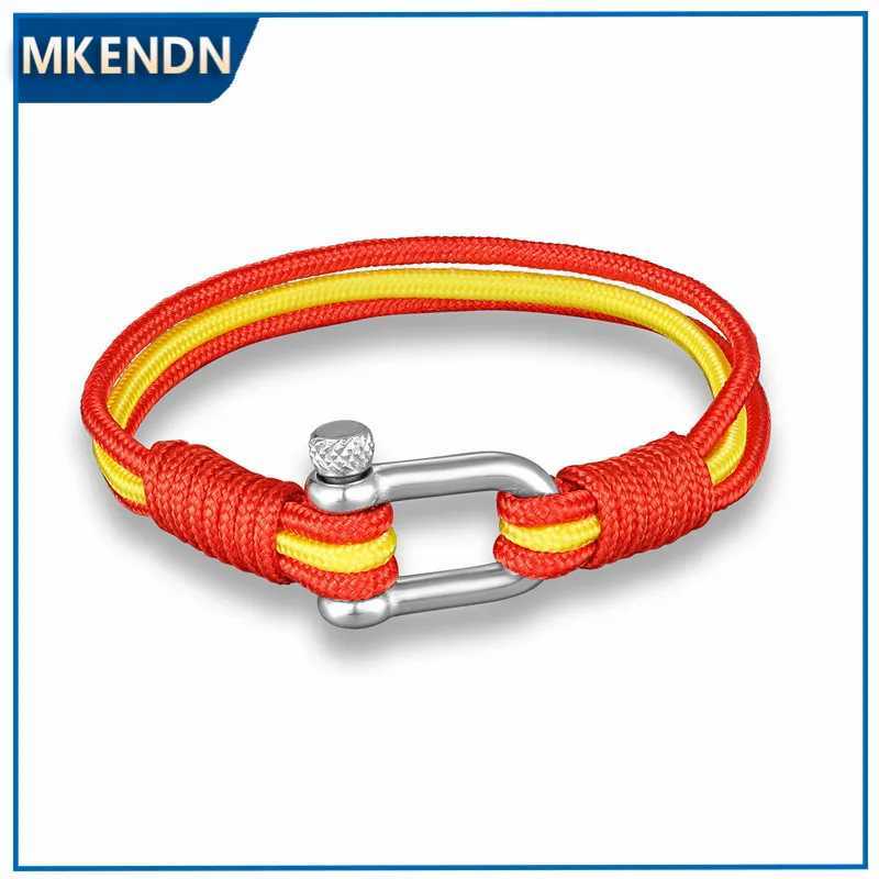 Charm Bracelets MKENDN New Arrival Country France Flag Sport Camping Parachute Cord Men Women Nautical Survival Rope Chain Bracelet Summer Style Y2405