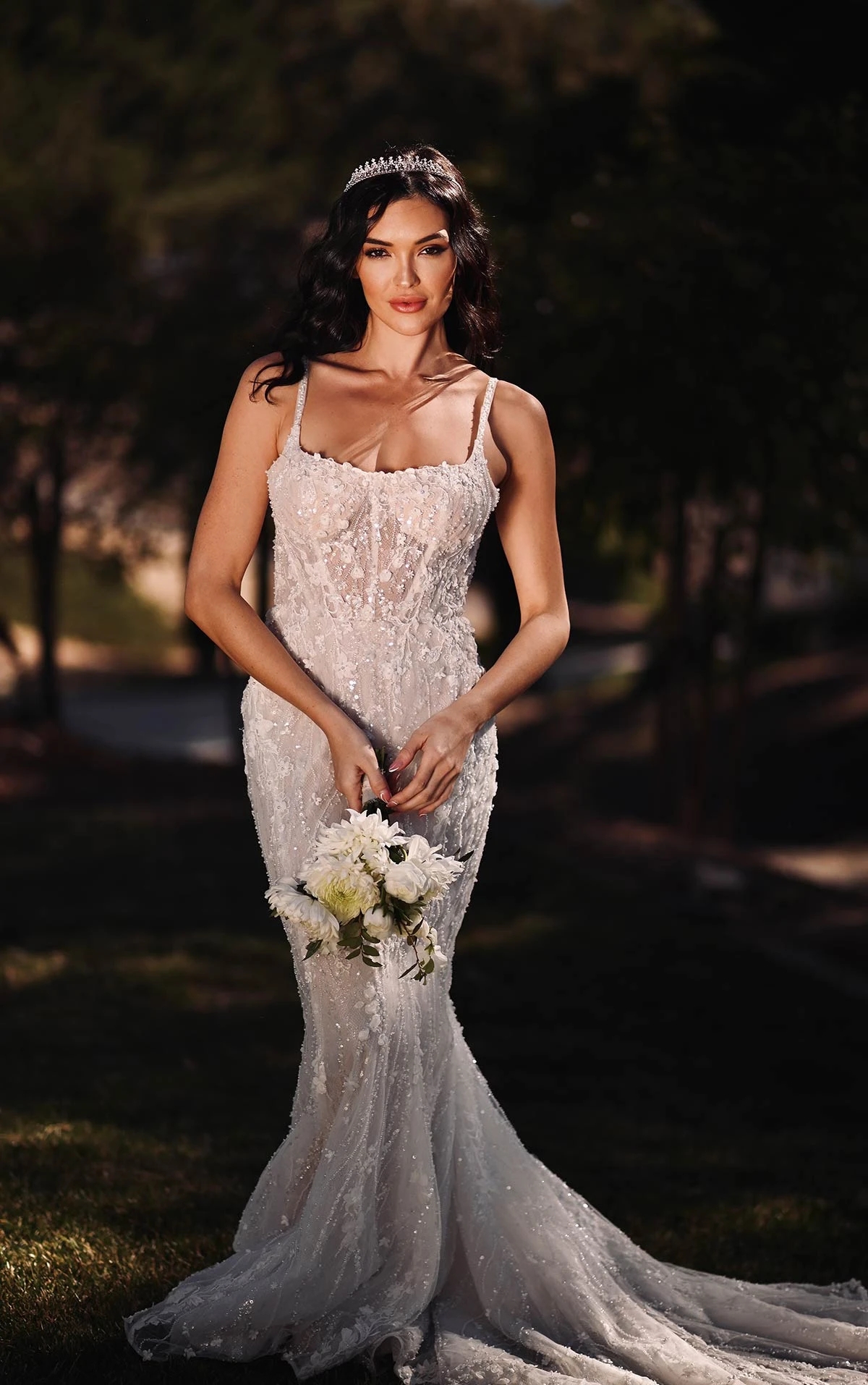 Fulllace Mermaid Wedding Dress for Bride Illusion V-Neck Beaded Lace Bridal Gowns for Marriage Dresses Sweep Train Designers Gown