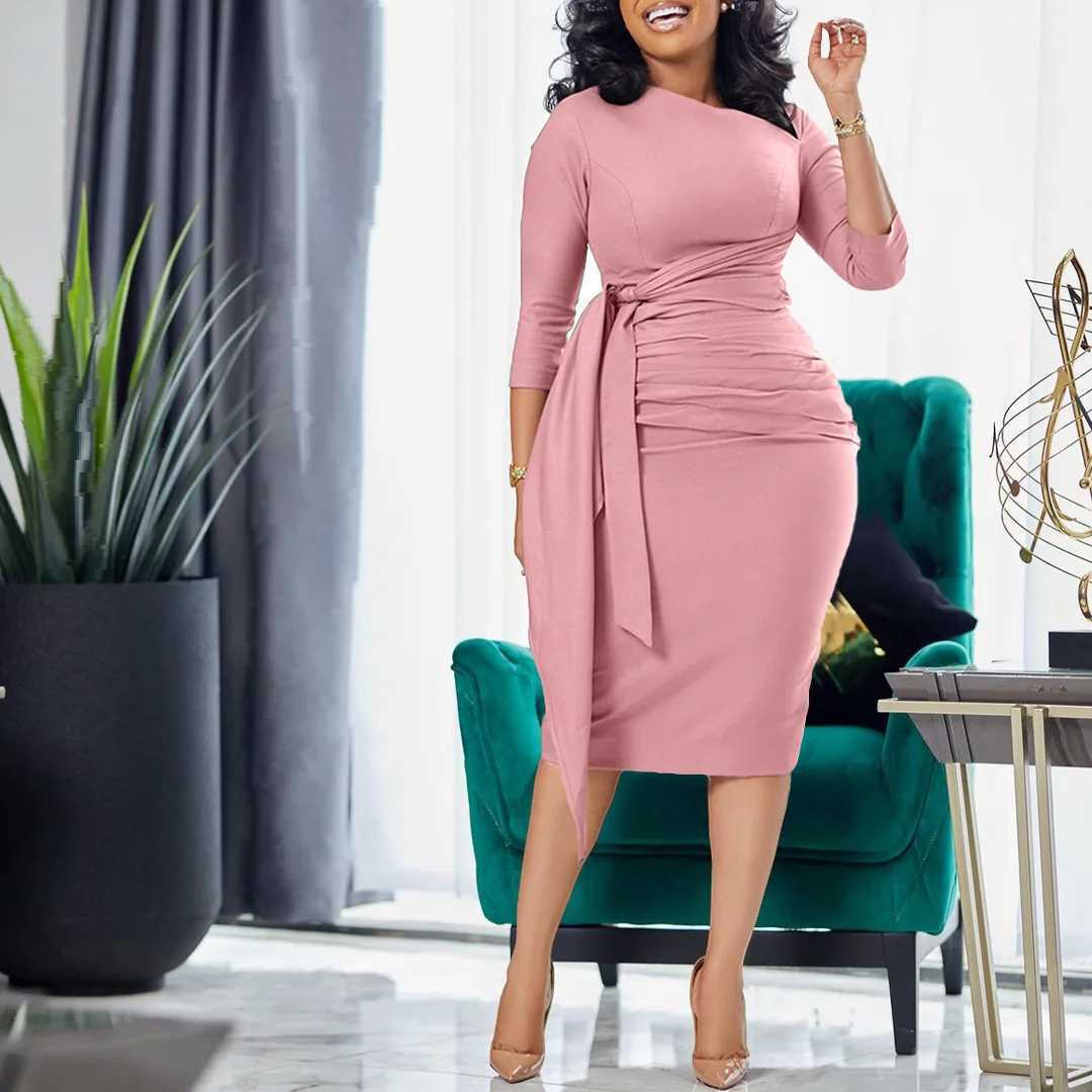 Plus size Dresses Elegant Women Dress Sexy short slve Vintage solid short slve bandage Evening Dresses Vestidos bodycon dress Y240510