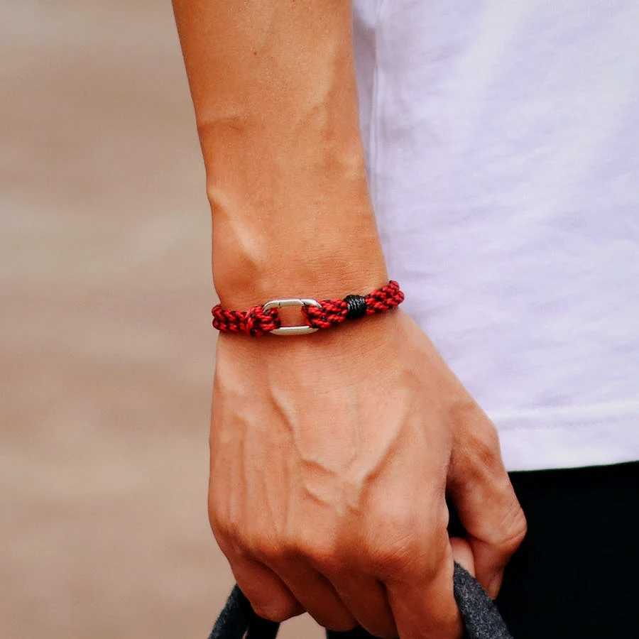 Charm Bracelets New Marine String Bracelet For Men Handmade Weaven Wrap Braslet Leisure Pulseira Nautical Thread Braclet Gifts For Boyfriend Y240510