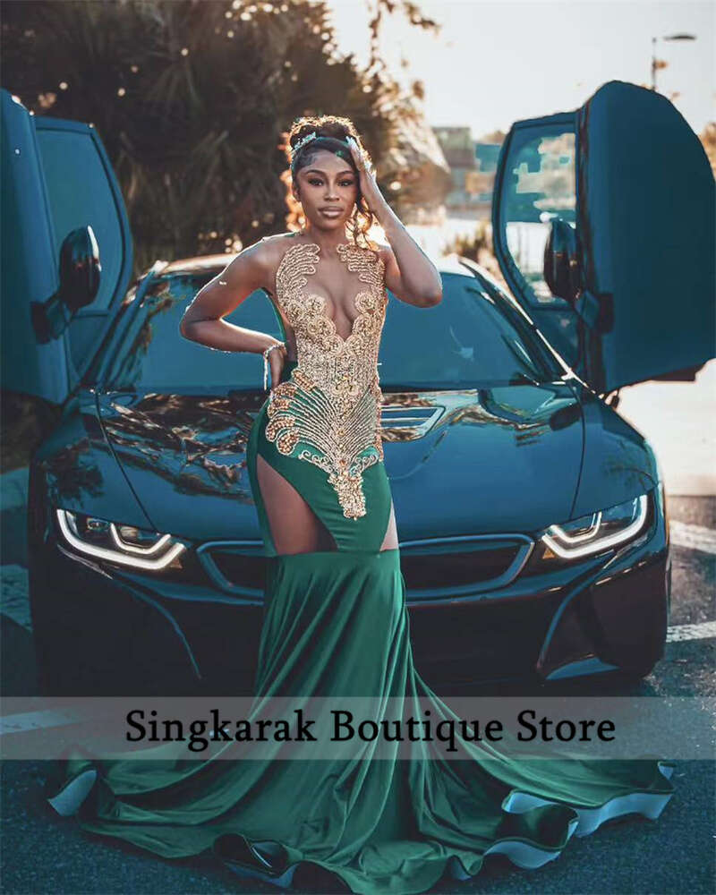 New Arrival 2024 Dias Mermaid Prom Dress Shining Crystals Rhies Beads Birthday Evening Gown special Party Wear