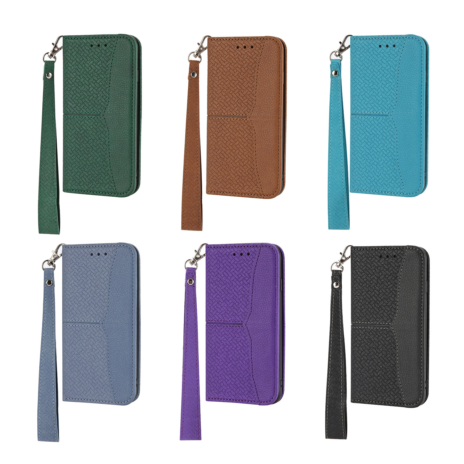 For iPhone 16promax S24Ultra 14 13 Pro Max woven pattern splicing magnetic suction Apple 14 Samsung S23 flip cover leather case