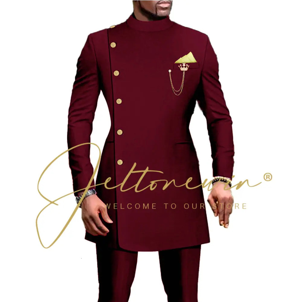 Dark Green Suit For Men Double Breasted Wedding Blazer Sets Formal Groom Wear Male Party Suits 2 Pieces Tuxedo Jacket Pant 240429