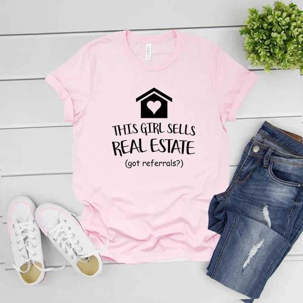 Women's T-Shirt This Girl Sells Real Estate T Shirt Realtor Tops for Real Estate Agent Short Slve Top Casual Breathable T Women Clothing Y240509