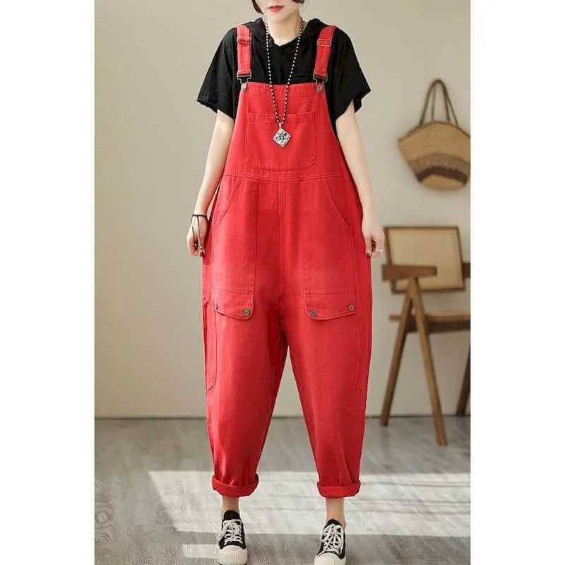 Women's Jumpsuits Rompers Denim Jumpsuits for Women Straight Pants Overalls for Women One Piece Outfit Women Loose Casual Solid High Waist Fashio