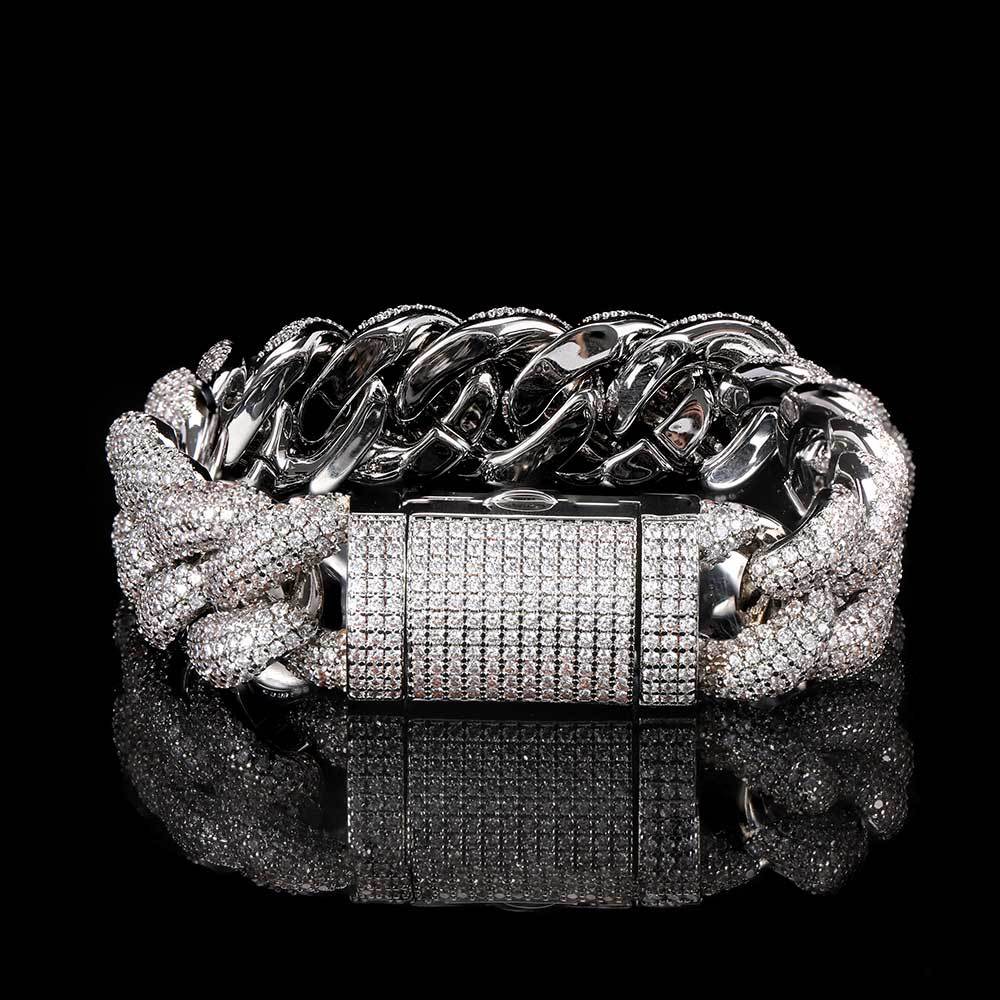 14mm/18mm Hip Hop 5A Zircon Bubble Cuban Chain Bracelet Real Gold Plated Jewelry