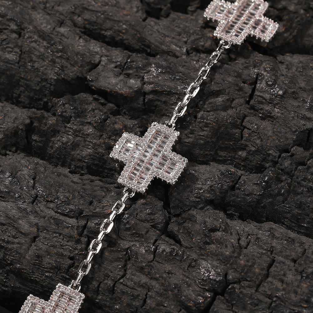 Charm Cross Chain Link Bracelets White 18K Gold Plated Women Men Jewelry Gifts