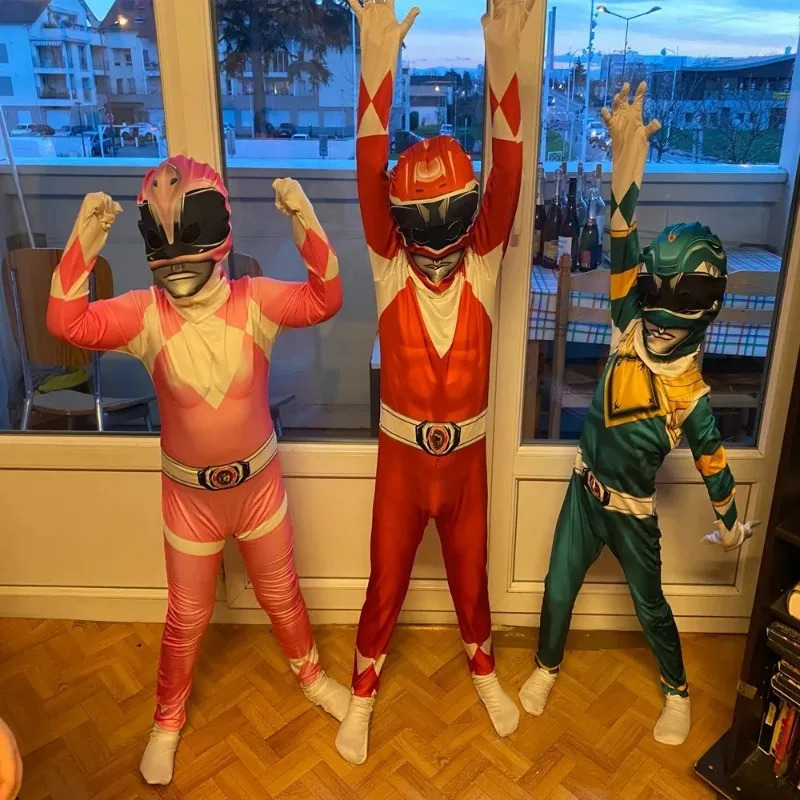 Fantasia Power Samurai Rangers Cosplay Costume Adult Kids Morpher Mighty Morphin Mask Jumpsuit Zentai Suit Halloween 240510