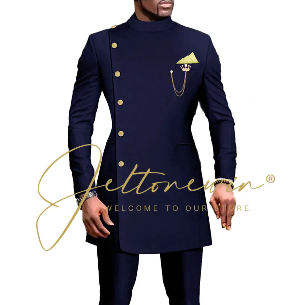 Dark Green Suit For Men Double Breasted Wedding Blazer Sets Formal Groom Wear Male Party Suits 2 Pieces Tuxedo Jacket Pant 240429
