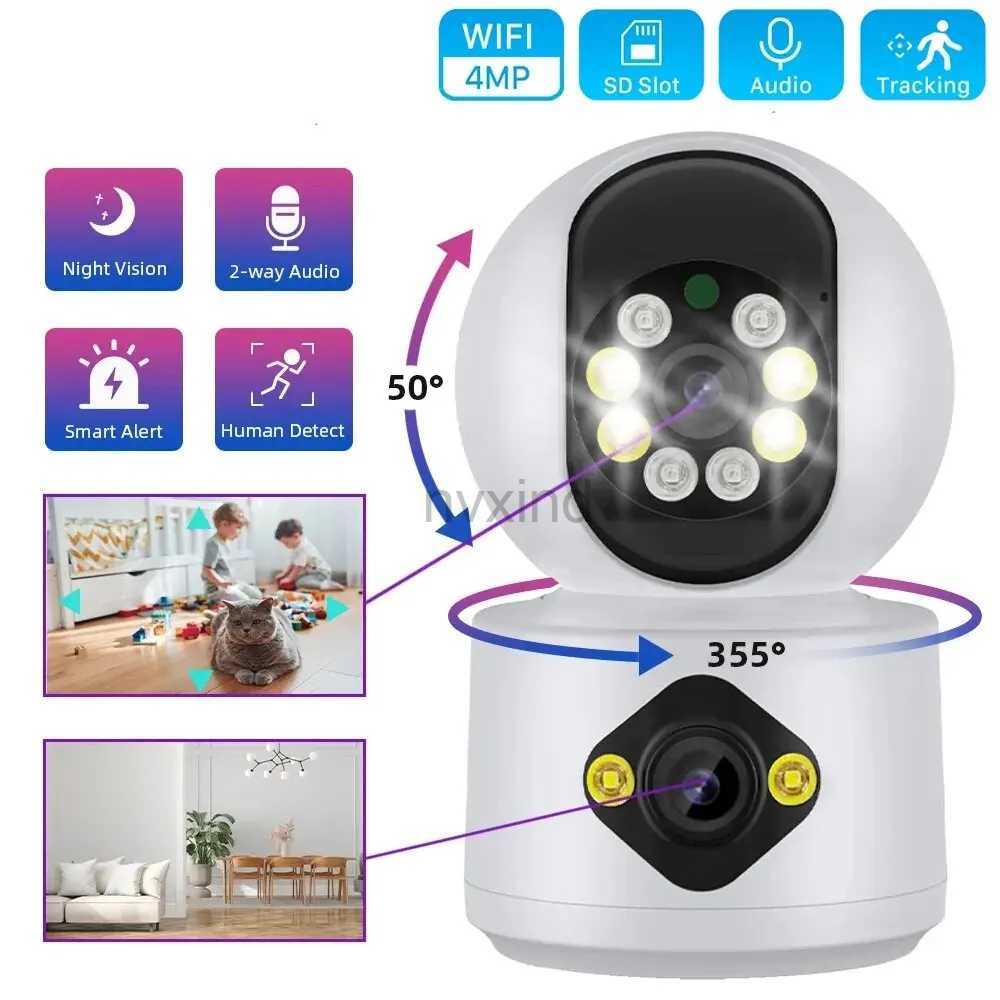 IP Cameras 4MP dual lens PTZ camera dual screen baby monitor automatic tracking artificial intelligence home safety CCTV video monitoring d240510