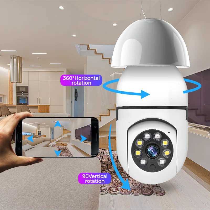 IP Cameras TUYA 5G WiFi E27 Bulb 2MP Monitoring Camera IPTV Night Vision Automatic Human Tracking Smart Home Security Protection CCTV d240510