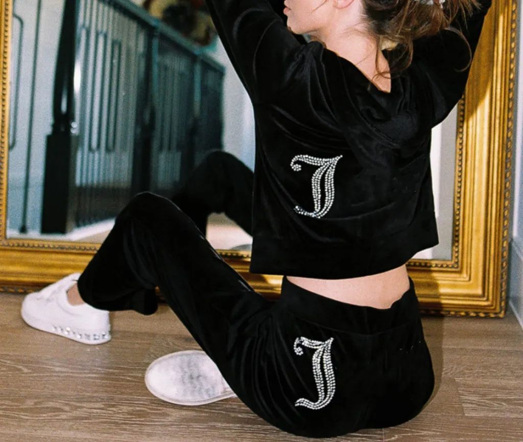 juicy tracksuit womens coture Womens Crystal Two Piece Pants Jacket Loose Pant Jogger Casual Jogging Shorts