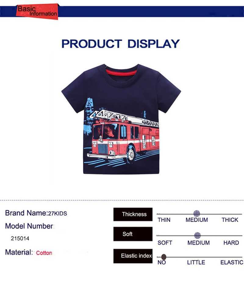 T-shirts TUONXYE Summer Boys Short Sleeve T-shirts Tops Clothes Fire Truck Pattern Children Clothing Kid Cotton Outfit 2-8YearsL24729