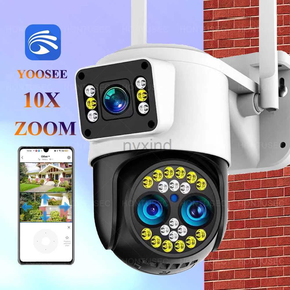 IP Cameras Yoosee 4K 8MP triple lens dual screen 10X zoom wireless camera two-way audio color night vision outdoor waterproof WiFi camera d240510
