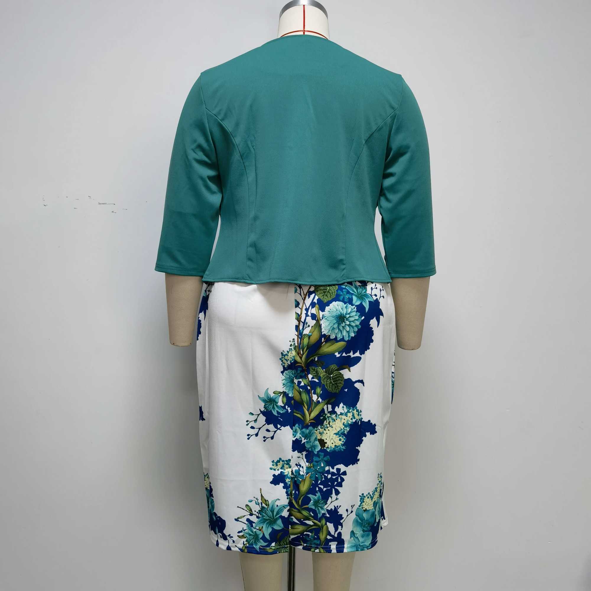 Plus size Dresses Plus Size Floral Print Turkey Style Office Ladies Coat and Dress Suit For Women Y240510