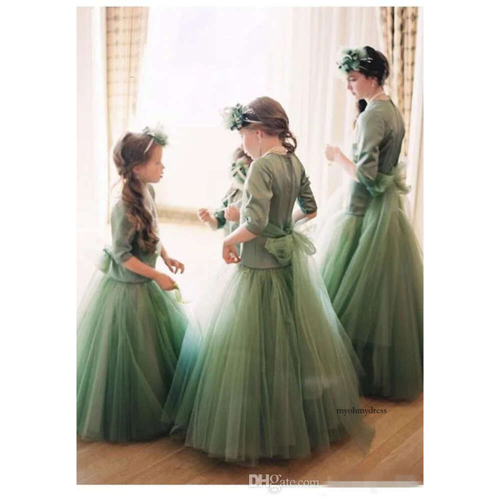 Hunter Bridesmaid Dresses Juniors Girls Tulle Skirt Party For Junior Flower Girl Dress Floor Length Junior Bridesmaids Dresses 0510