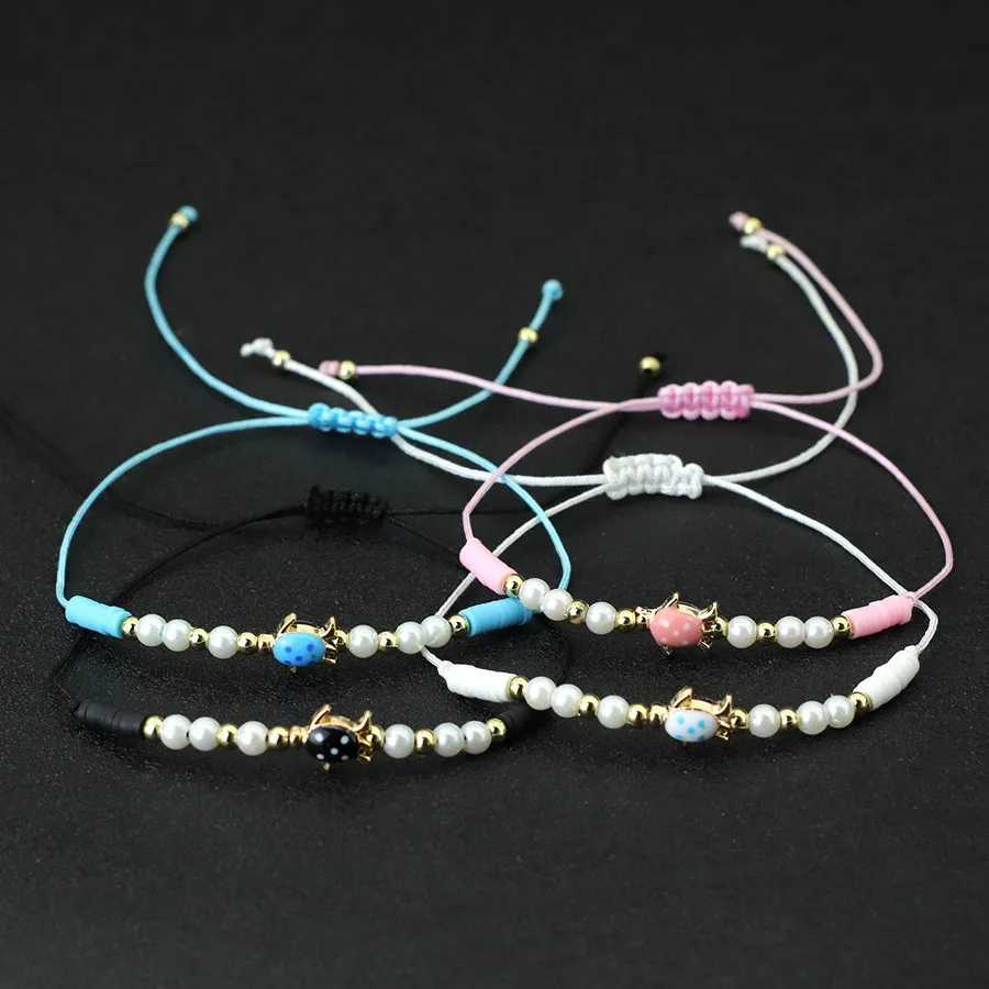 Charm Bracelets Bohemian Marine Animals Turtle Bracelet For Women Handmade Braided Poly Clay Braslet Beach Leisure Pulseira Accessories Joias Y240510