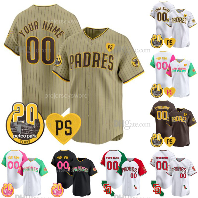 San Diego Manny Machado Padre Petco Park 20th Patch Jersey Luis Campusano Ha-Seong Kim Jake Cronenworth Yu Darvish Fernando Tatis Jr. Xander Bogaerts Tyler Wade Jersey