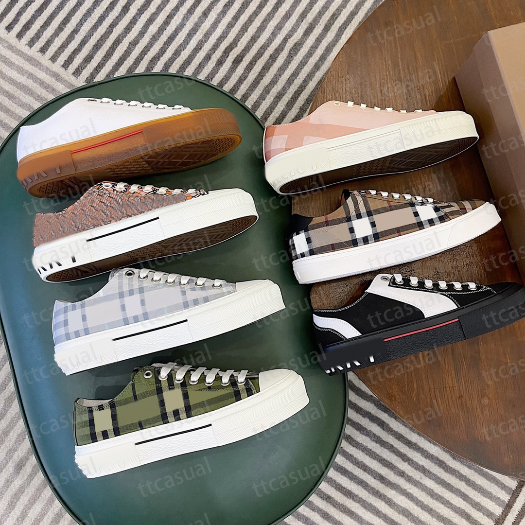 Designers Vintage Print Check Striped Sneakers Flats Shoes Low-Top Gabardine Men Lettering Plaid Canvas Casual Shoes Men Women Checked Cotton Trainers With Box