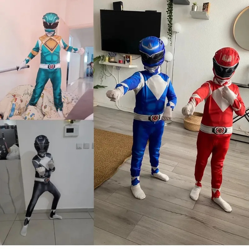 Fantasia Power Samurai Rangers Cosplay Costume Adult Kids Morpher Mighty Morphin Mask Jumpsuit Zentai Suit Halloween 240510