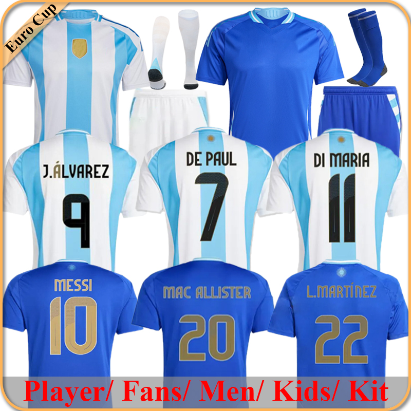 2024 Argentina Soccer Jerseys Maradona Otamendi DE PAUL aRgENTIna National Team Copa DYBALA MARTINEZ KUN AGUERO MESSIS Football Shirts 24 25 Men DI Maria Kids Kits