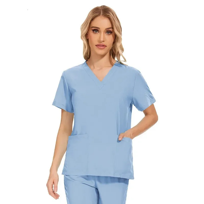 Beauty Salon Doctors Workwear Professional Workshop Uniform Set with Short-sleeve Womens Scrubs 240506