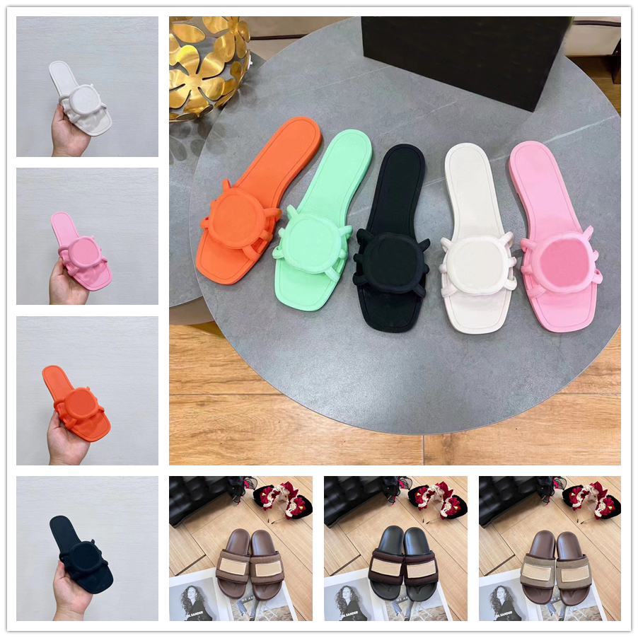 Luxury Slippers Men Women Designer Sandals Flat Slides Fashion Black White Pink khaki Burgundy Navy Grey Man Platform Casual Summer Beach Flip Flops Scuffs