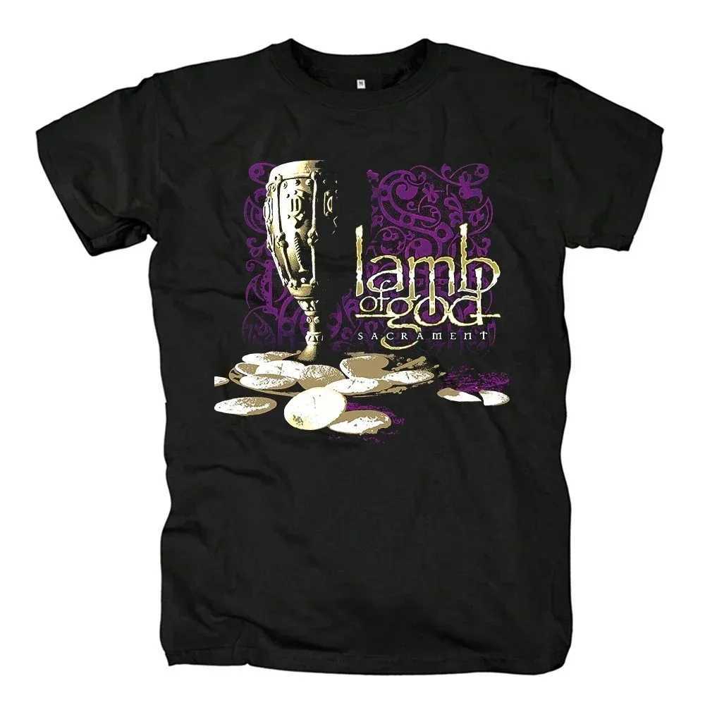 Men's T-Shirts Lamb of God Heavy Mental Band T-shirt Mens 100% Cotton Tshirt Summer Short Slve Graphic T-shirt Harajuku Strtwear T Shirts T240508