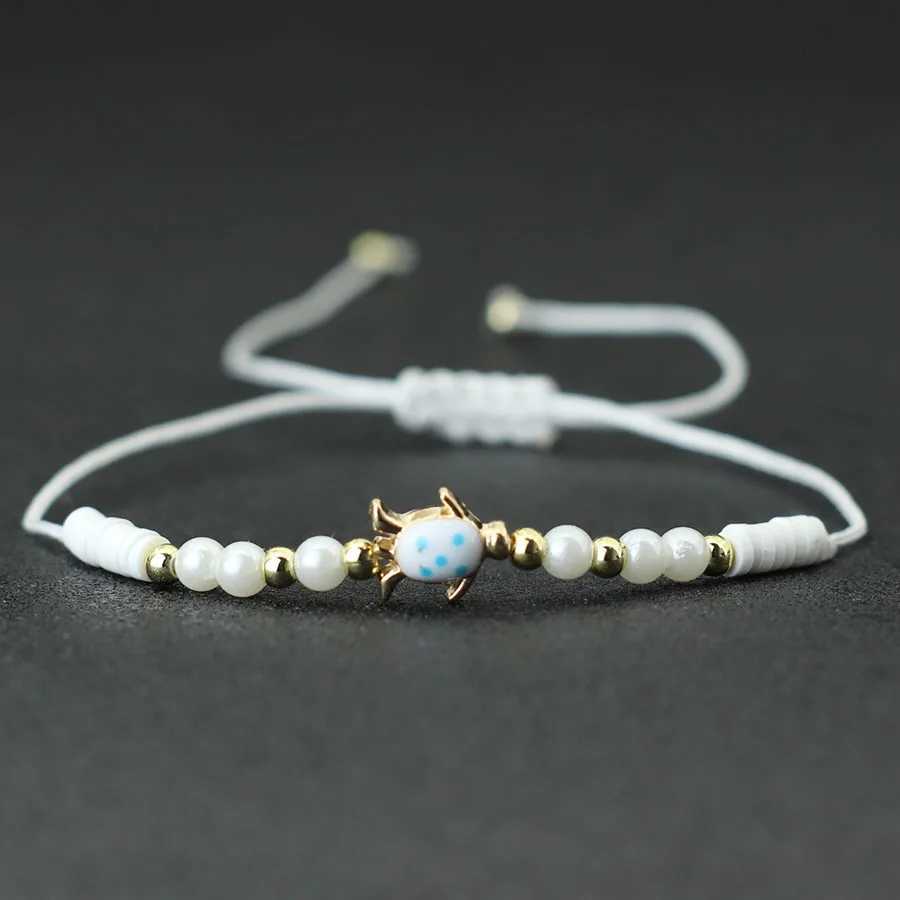 Charm Bracelets Bohemian Marine Animals Turtle Bracelet For Women Handmade Braided Poly Clay Braslet Beach Leisure Pulseira Accessories Joias Y240510